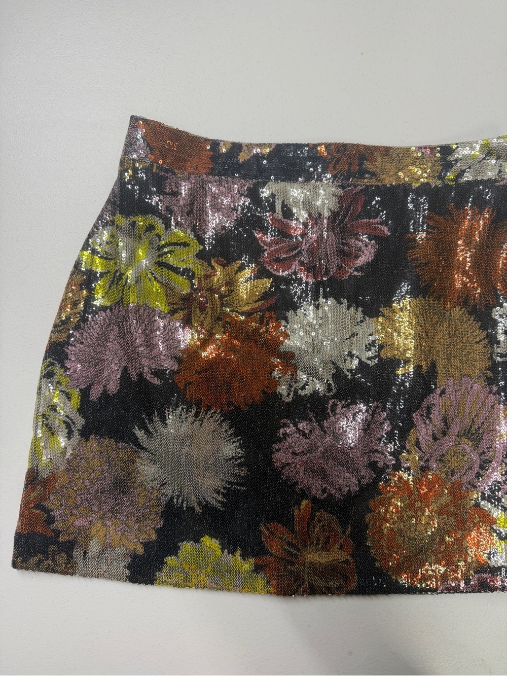 Zara Basic Floral Sequin Mini Skirt Multicolor Party Holiday Size M